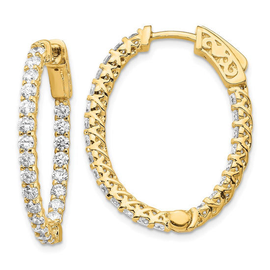 Diamond Oval Hoops with Safety Clasps