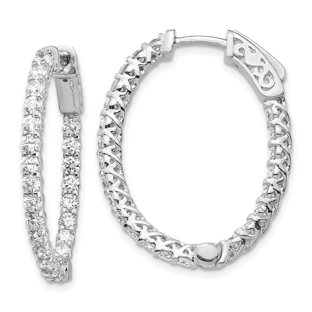 Diamond Oval Hoops with Safety Clasps