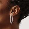 14k White Gold 3.3 carat Diamond Oval In/Out Hoop w/Safety Clasp Earrings