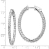14k White Gold 3.3 carat Diamond Oval In/Out Hoop w/Safety Clasp Earrings