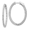 14k White Gold 3.3 carat Diamond Oval In/Out Hoop w/Safety Clasp Earrings
