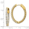 14k Yellow Gold 2 1/2 carat Lab Grown Diamond VS/SI+ G+ Oval In and Out Safety Clasp Hoop Earrings