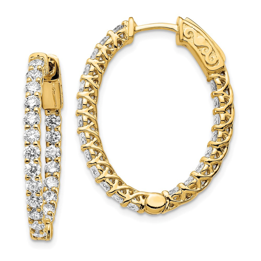 Diamond Oval Hoops with Safety Clasps