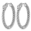 14k White Gold 2 1/2 carat Lab Grown Diamond VS/SI+ G+ Oval In and Out Safety Clasp Hoop Earrings