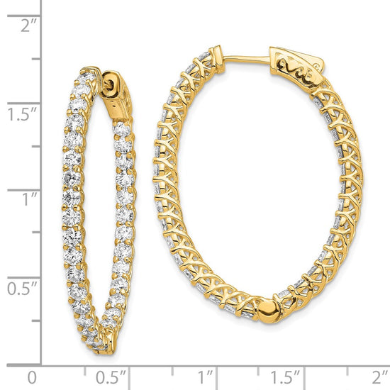 14k 4.3 carat Diamond Oval In/Out Hoop w/Safety Clasp Earrings