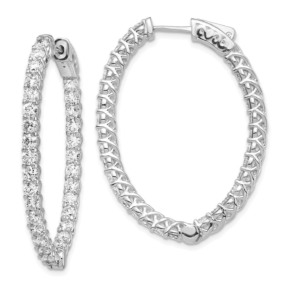 Diamond Oval Hoops with Safety Clasps