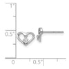 14k White Gold AA Diamond Heart Post Earrings