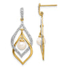 14k 5-6mm White Round Freshwater Cultured Pearl and .02 carat Diamond Dangle Post Earrings