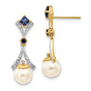 FWC Pearl Created Sapphire Diamond Dangle Post Earrings