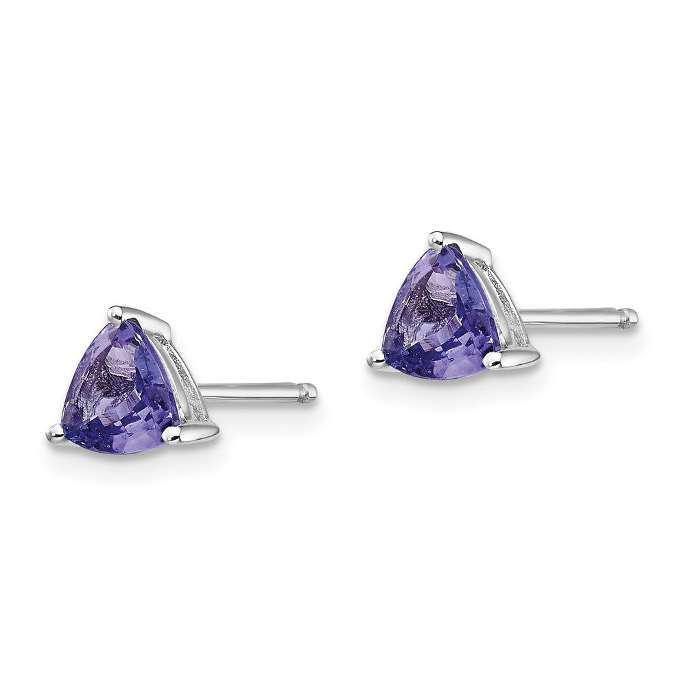 14k White Gold 5mm Trillion Tanzanite Post Earrings