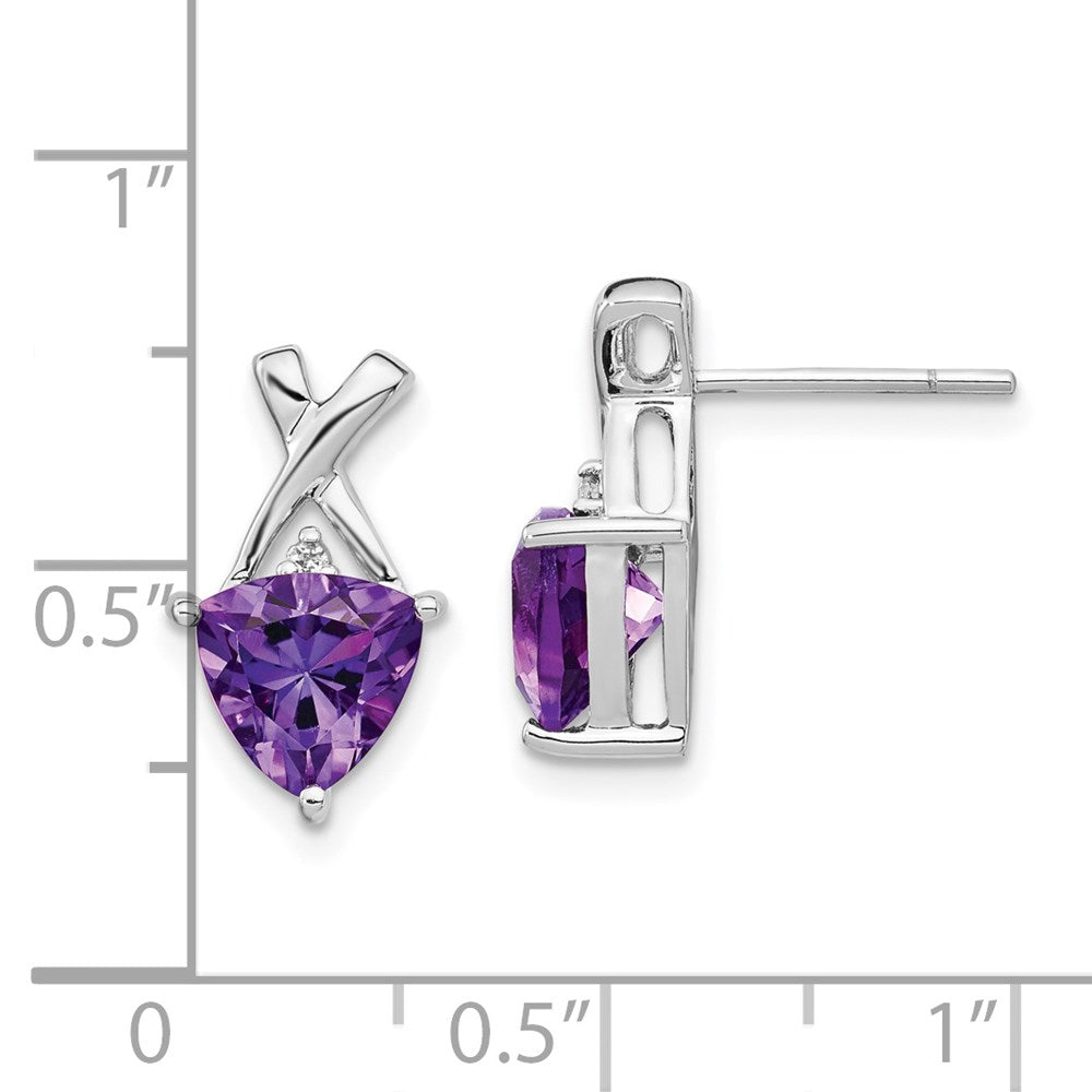 Gemstone & White Topaz Trillion Post Earrings