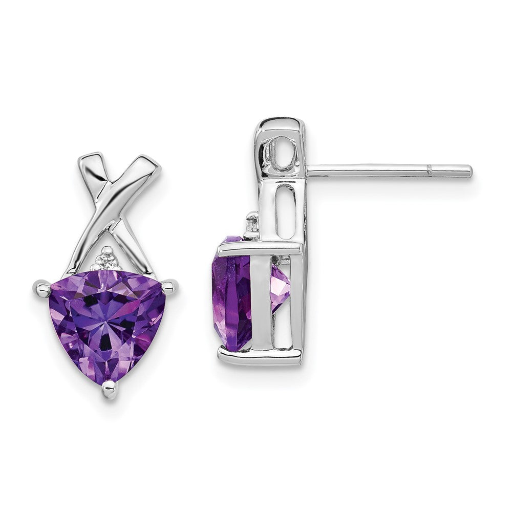 Gemstone & White Topaz Trillion Post Earrings