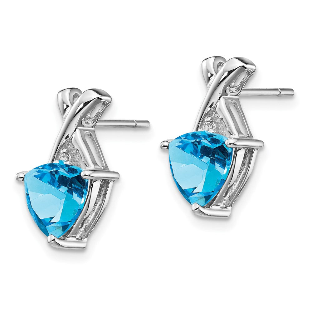 Gemstone & White Topaz Trillion Post Earrings