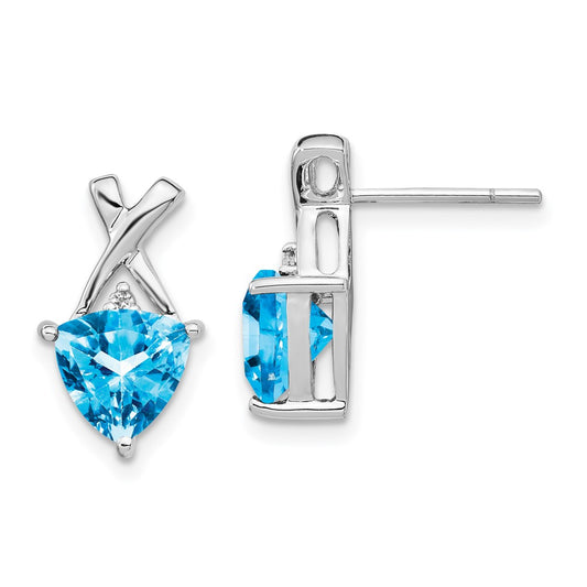 Gemstone & White Topaz Trillion Post Earrings
