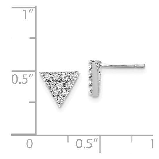 14k White Gold 1/3 carat Diamond Cluster Triangle Post Earrings