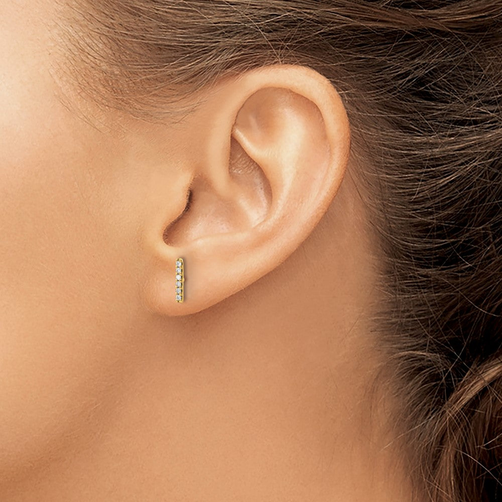 Gold Diamond Bar Post Earrings