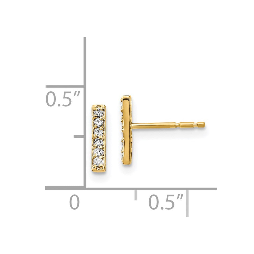 Gold Diamond Bar Post Earrings