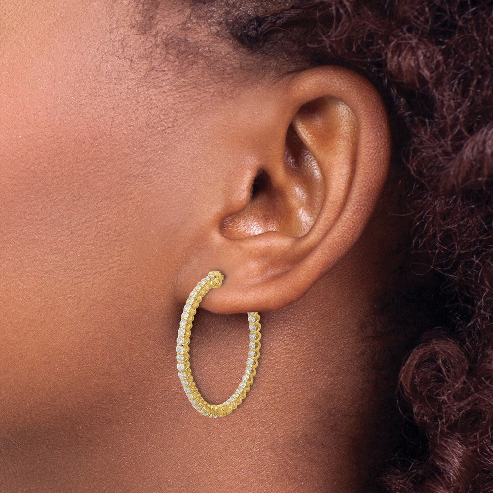 Gold Diamond Hoops with Safety Clasps