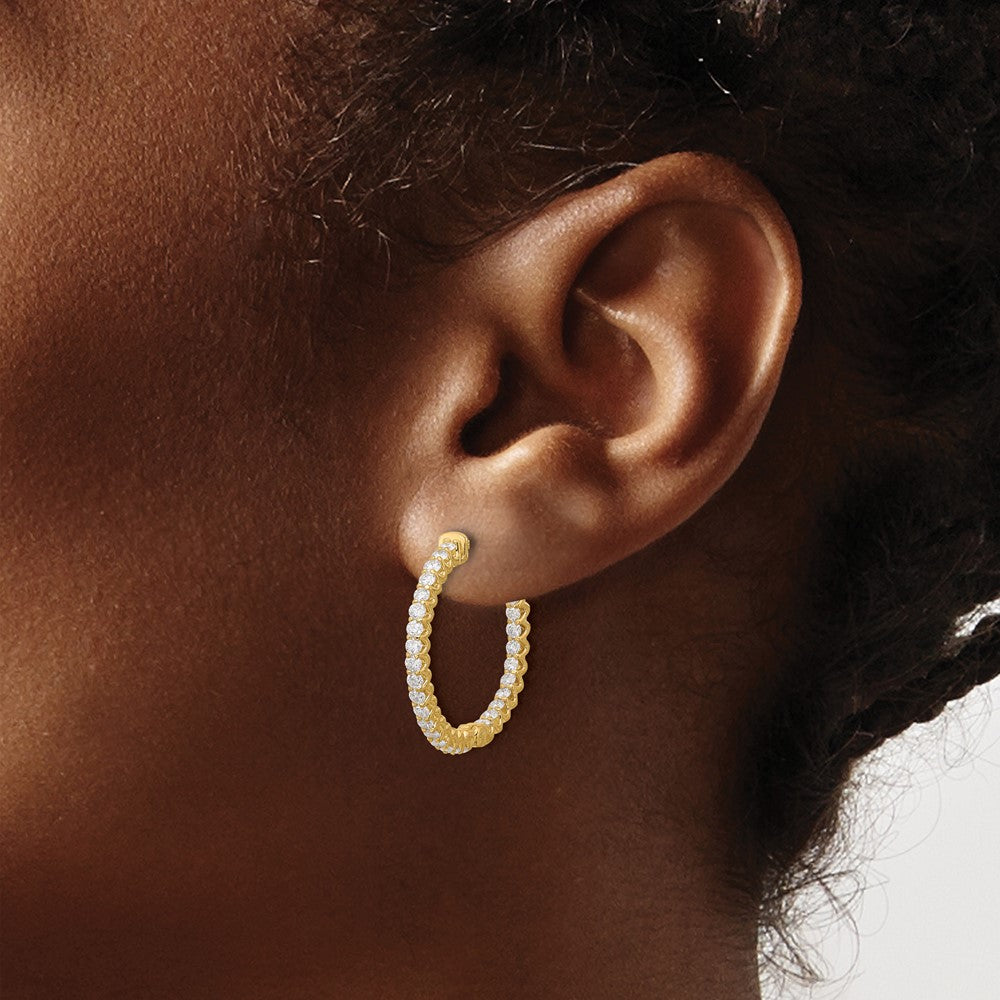 Gold Diamond Hoops with Safety Clasps
