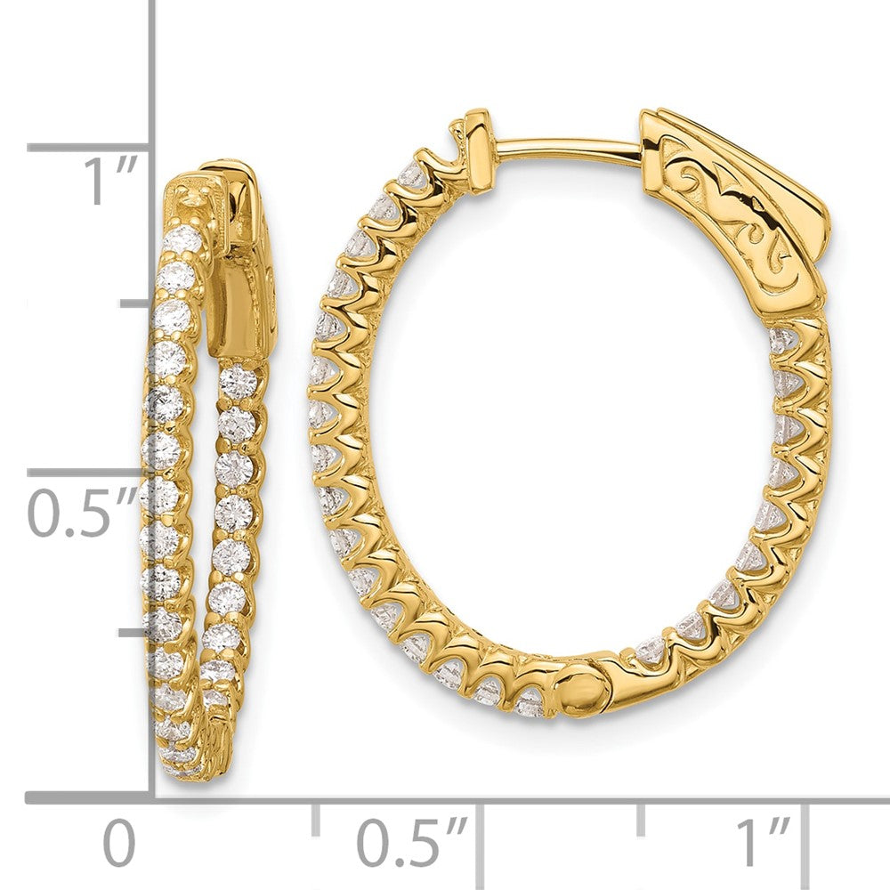 14K .78ct (Holds 52-1.5mm Round) In/Out Oval Hoop w/Safety Clasp Earring Mountings