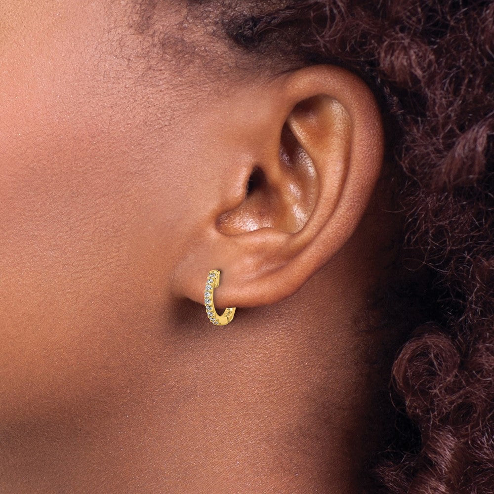 Gold Diamond Hoops with Safety Clasps