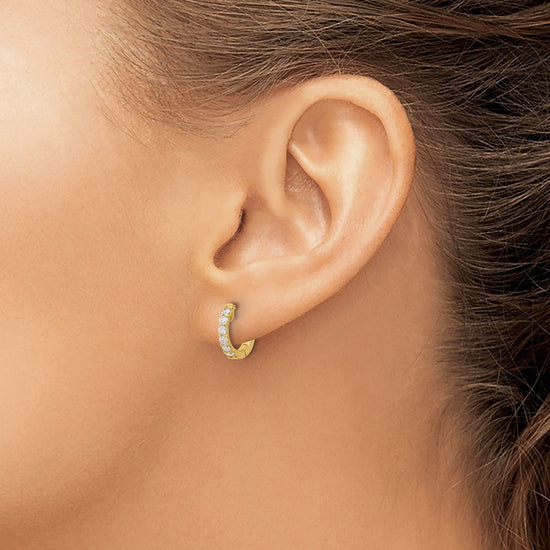 Gold Diamond Hoops with Safety Clasps