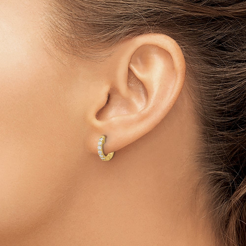 Gold Diamond Hoops with Safety Clasps
