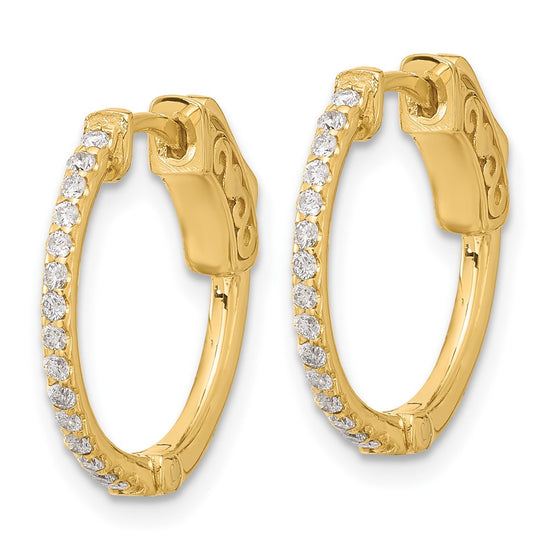 Gold Diamond Hoops with Safety Clasps