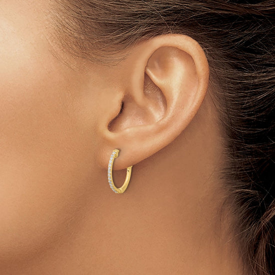 Gold Diamond Hoops with Safety Clasps
