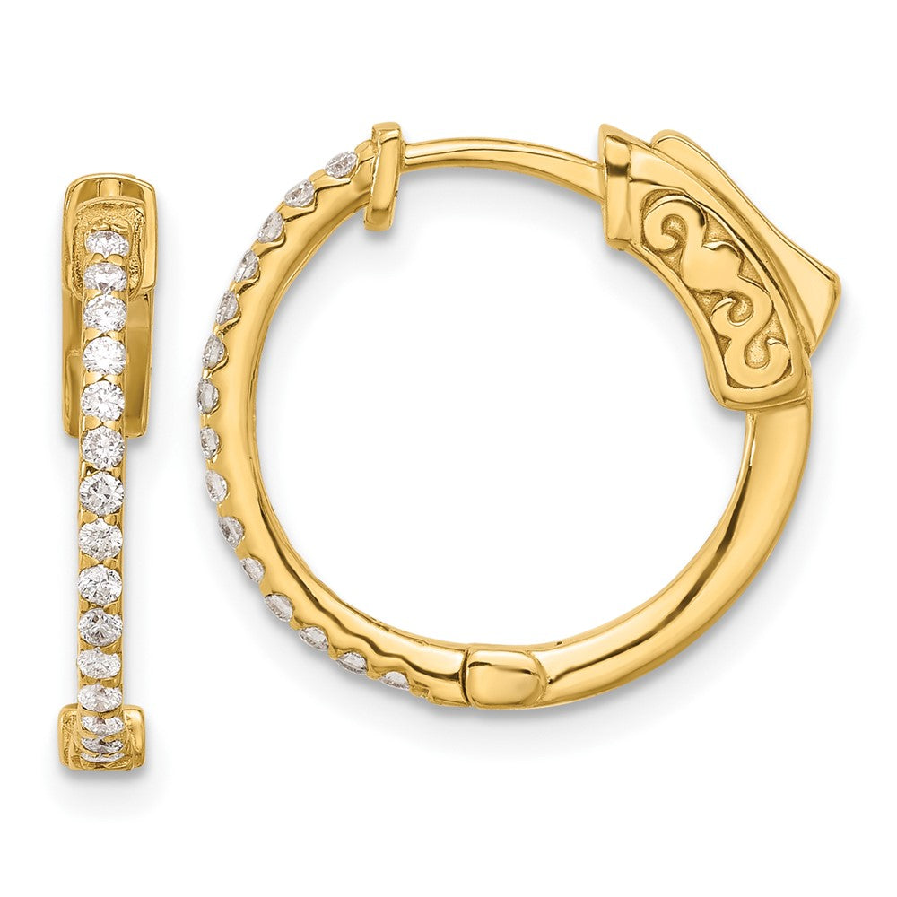 Gold Diamond Hoops with Safety Clasps