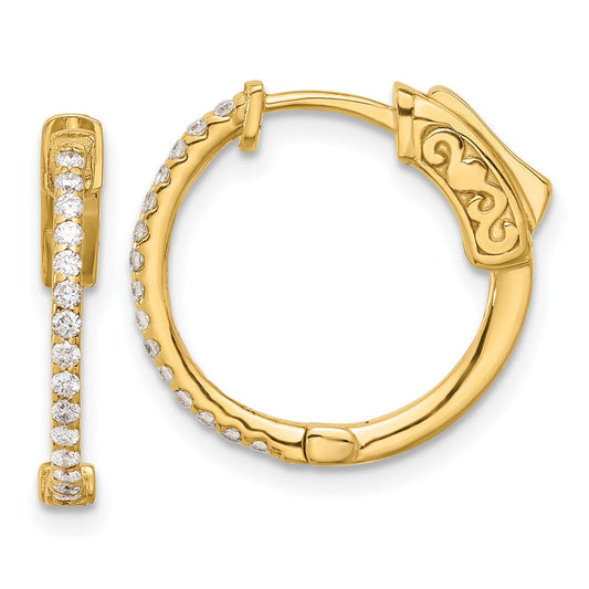 Gold Diamond Hoops with Safety Clasps