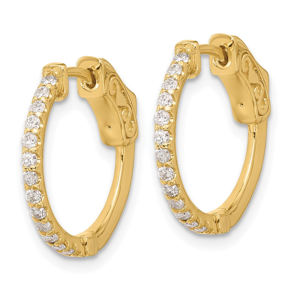 Gold Diamond Hoops with Safety Clasps