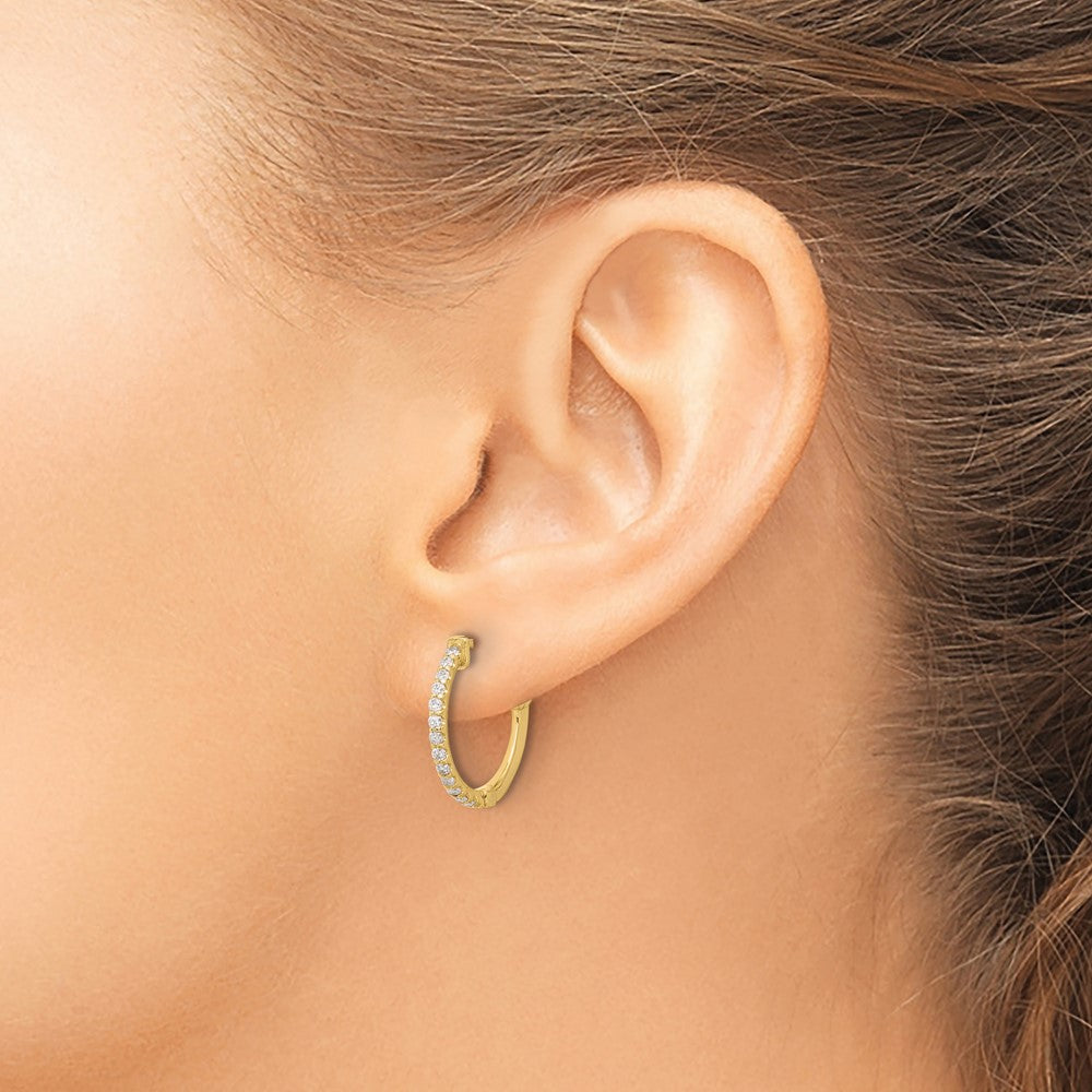 Gold Diamond Hoops with Safety Clasps