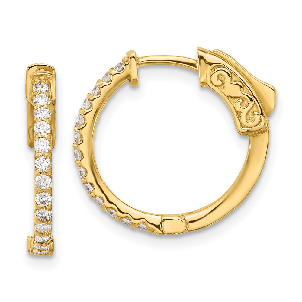 Gold Diamond Hoops with Safety Clasps
