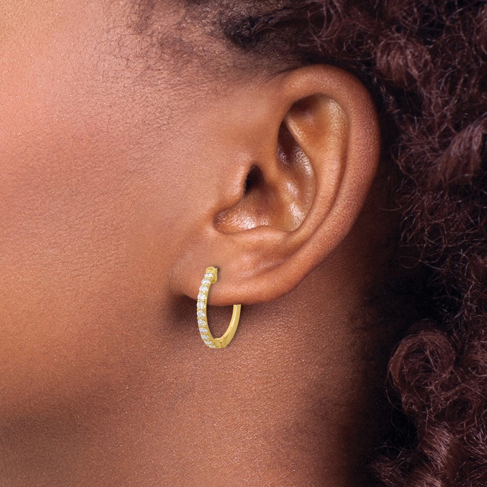 Gold Diamond Hoops with Safety Clasps