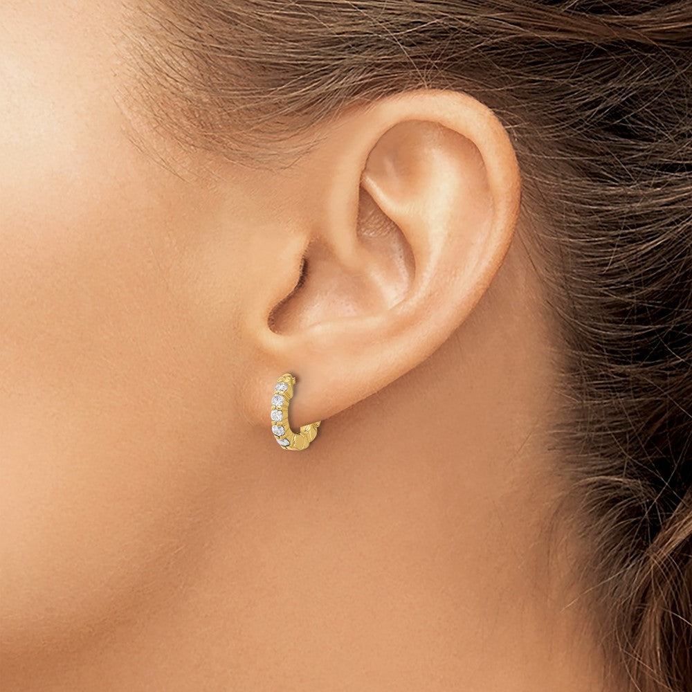 Gold Diamond Hoops wtih Safety Clasps
