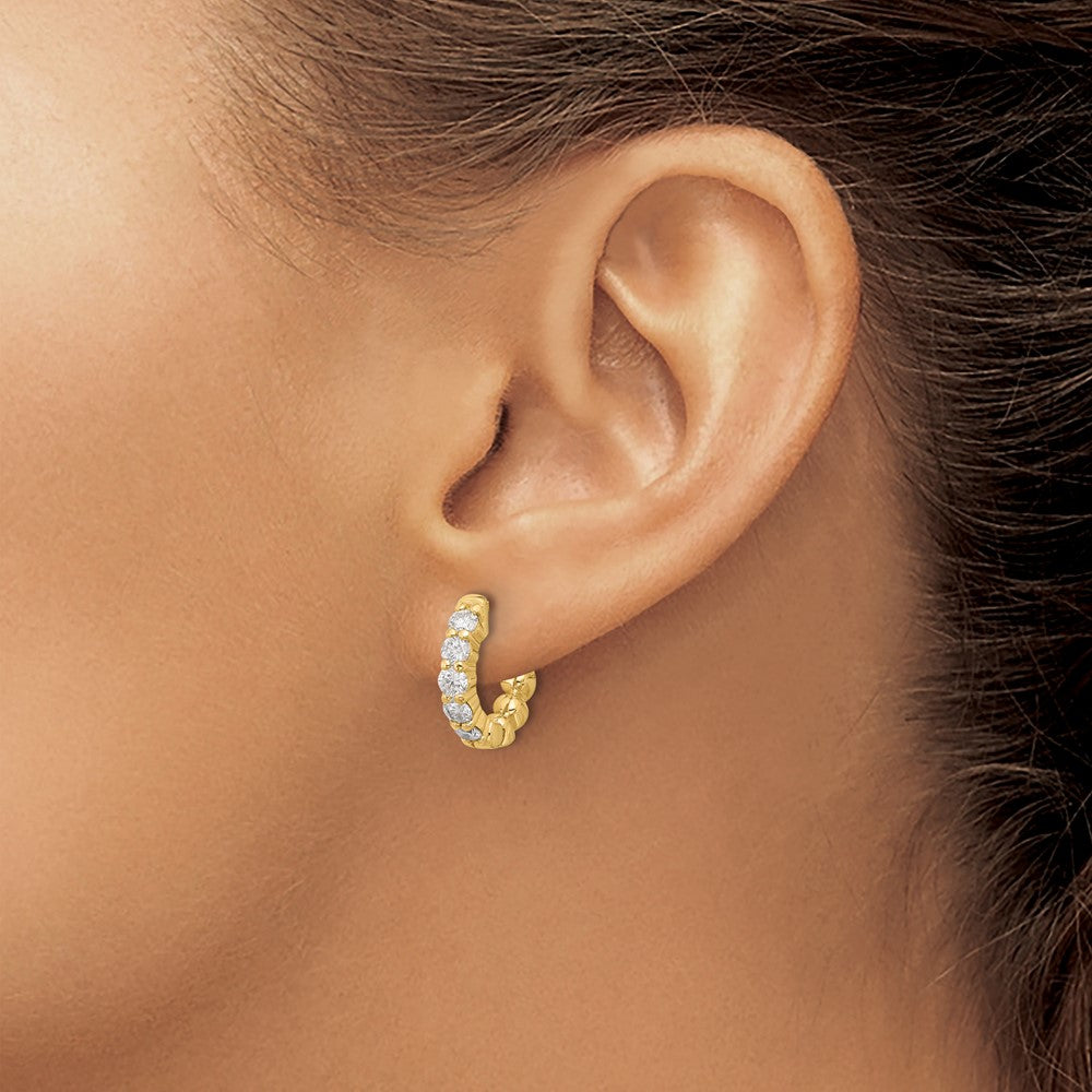 Gold Diamond Hoops wtih Safety Clasps