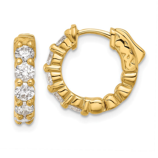 Gold Diamond Hoops wtih Safety Clasps