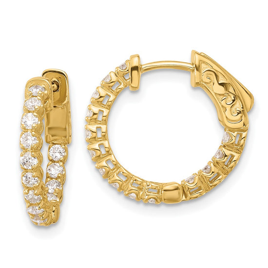 Gold Diamond In/Out Hoops with Safety Clasp