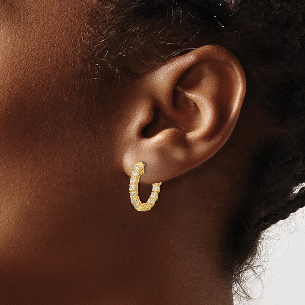 Gold Diamond In/Out Hoops with Safety Clasp