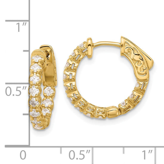 Gold Diamond In/Out Hoops with Safety Clasp