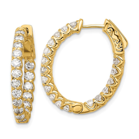 Gold Diamond Oval Hoops with Safety Clasps