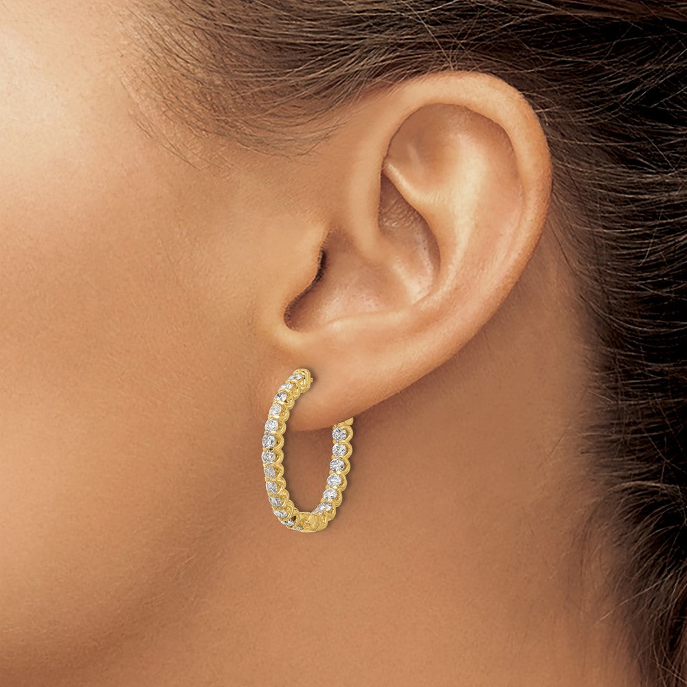 Gold Diamond Oval Hoops with Safety Clasps