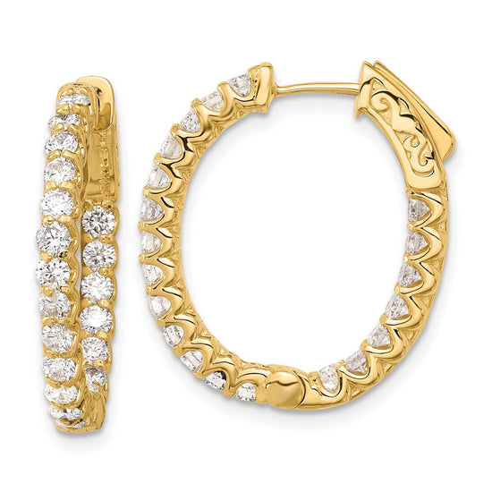 Gold Diamond Oval Hoops with Safety Clasps