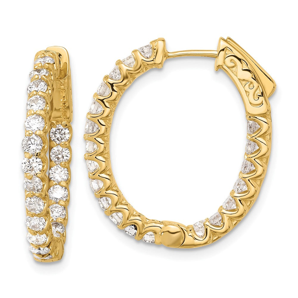 Gold Diamond Oval Hoops with Safety Clasps