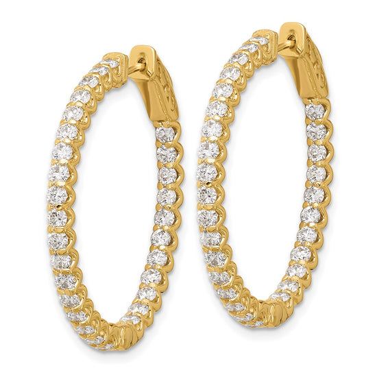 Gold Diamond Oval Hoops with Safety Clasps
