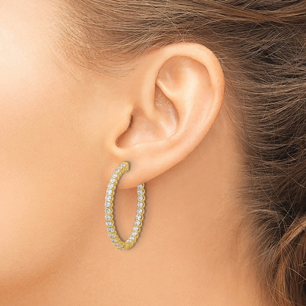 Gold Diamond Oval Hoops with Safety Clasps