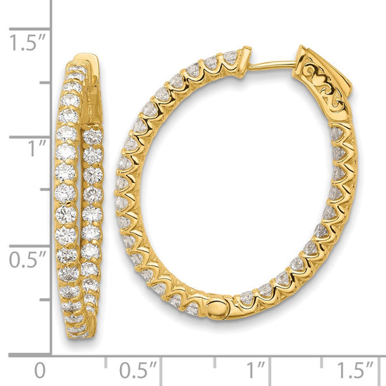 Gold Diamond Oval Hoops with Safety Clasps
