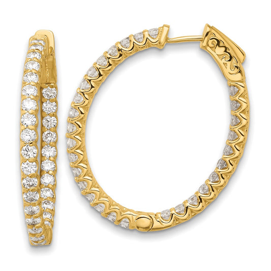 Gold Diamond Oval Hoops with Safety Clasps