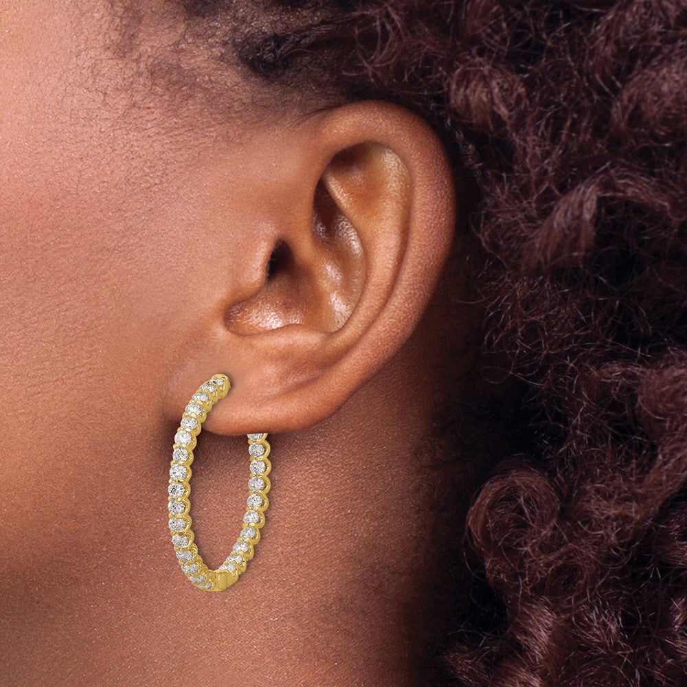 Gold Diamond Oval Hoops with Safety Clasps